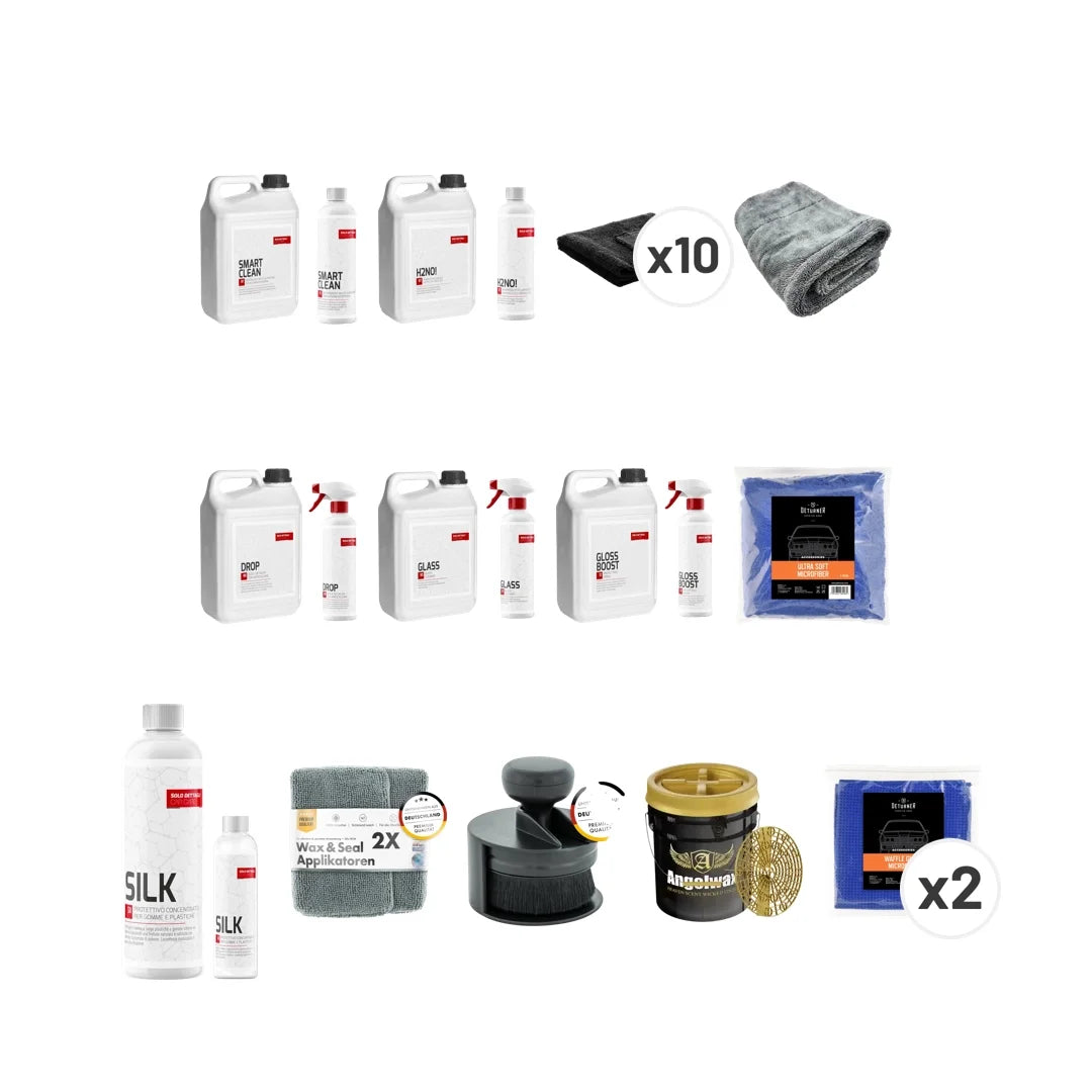 kit con tutto  il necessario per il lavagigio ecologico a domicilio con tecniche waterless e rinseless
