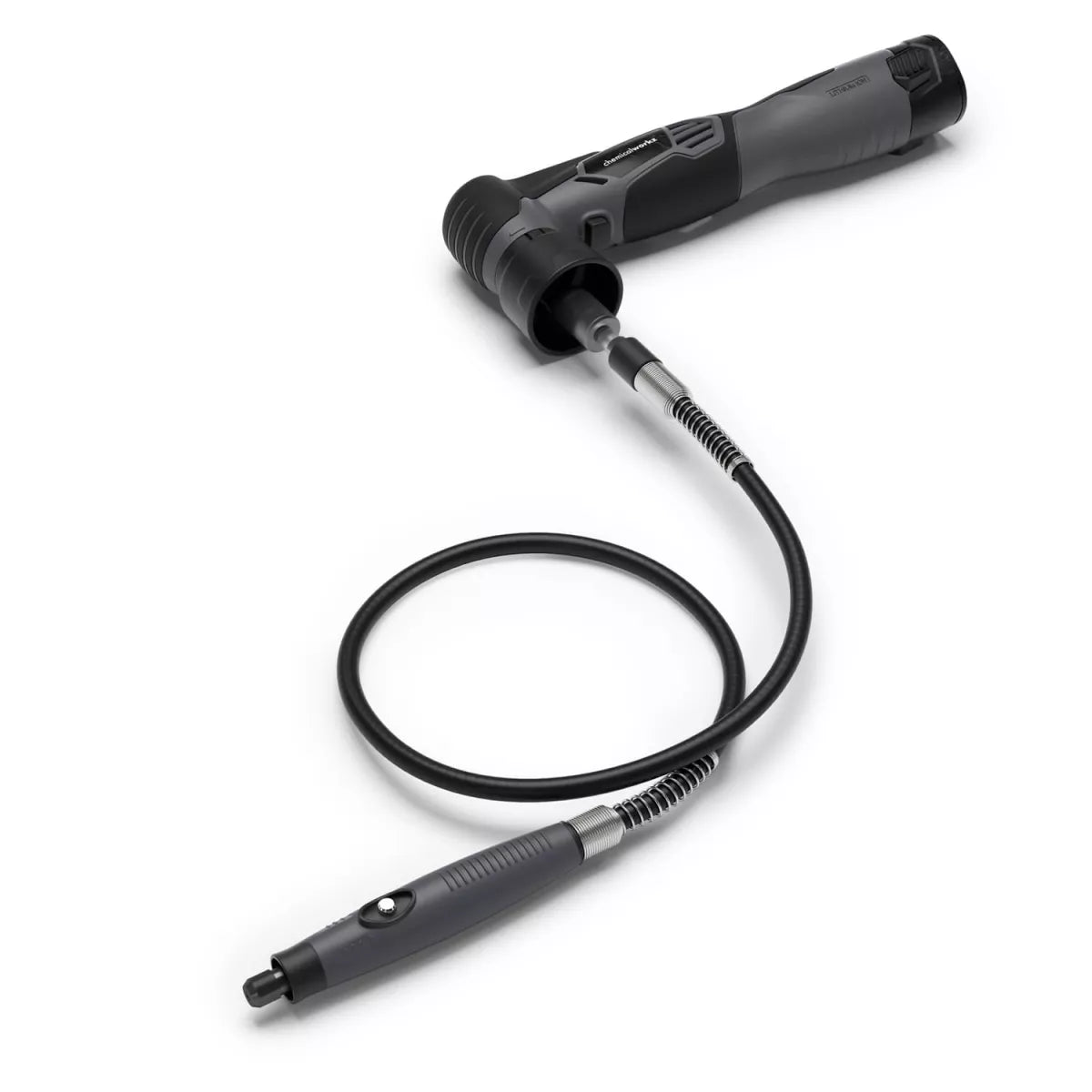 Micro lucidatrice con asta flessibile Chemicalworkz attaccata ad una rotativa a batteria