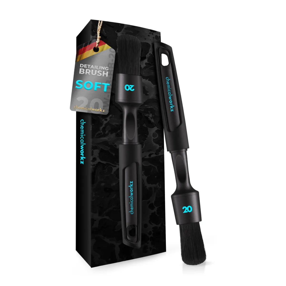 Pennello da detailing nero con setole morbide con confezione