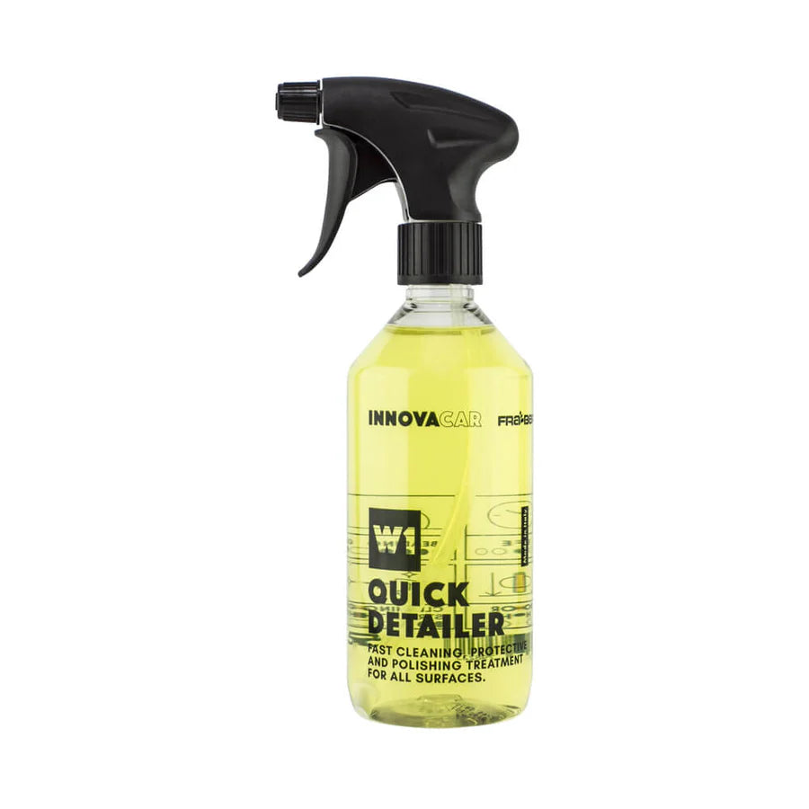 Innovacar W01 Quick detailer nella sua bottiglia con spruzzino da 500ml e liquido giallo