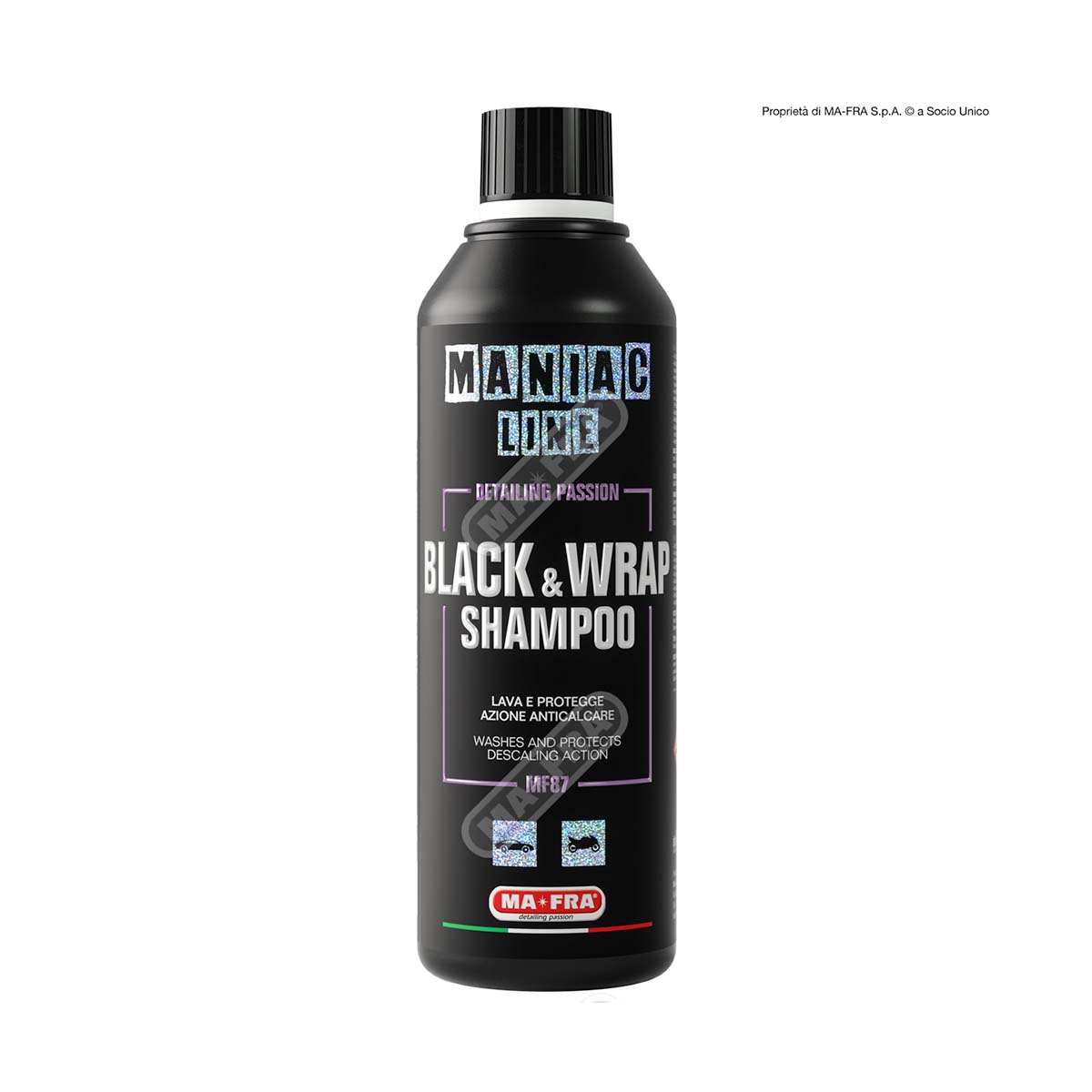 maniac line black & wrap shampoo per auto opache